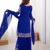 Designer Heavy Embroidered Kurta Sharara Suit Set with Dupatta | 10 Color Options