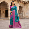 Teal Green & Magenta Purple Woven Silk Saree with Peacock Zari Border and Rich Brocade Pallu