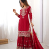 Designer Heavy Embroidered Kurta Sharara Suit Set with Dupatta | 10 Color Options