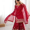 Designer Heavy Embroidered Kurta Sharara Suit Set with Dupatta | 10 Color Options