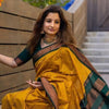 Traditional Mustard Soft Silk Saree With Embellished Blouse Piece