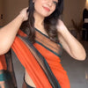 Marvellous Orange Soft Silk Saree With Unique Blouse Piece