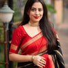 Supernal Black Soft Silk Saree With Resonant Blouse Piece