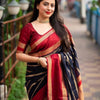Prodigal Navy Blue Soft Silk Saree With Majestic Blouse Piece