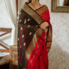 Classy Red Cotton Silk Saree With Designer Blouse Piece