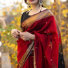 Blooming Red Cotton Silk Saree With Wonderful Blouse Piece