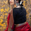 Blooming Red Cotton Silk Saree With Wonderful Blouse Piece