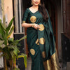 Ideal Dark Green Soft Silk Saree With Mesmeric Blouse Piece