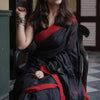 Imbrication Black Cotton Silk Saree With Scintilla Blouse Piece