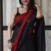 Imbrication Black Cotton Silk Saree With Scintilla Blouse Piece