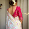 Desiring Off White Soft Silk Saree With Engrossing Blouse Piece