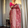 Attractive Peach Soft Silk Saree With Jazzy Blouse Piece