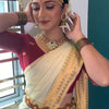 Embrocation Off White Soft Silk Saree With Angelic Blouse Piece
