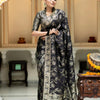 Blissful Black Soft Silk Saree With Angelic Blouse Piece