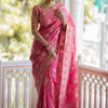 Effervescent Pink Soft Silk Saree With Assemblage Blouse Piece