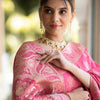 Effervescent Pink Soft Silk Saree With Assemblage Blouse Piece