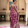 Preferable Wine Soft Silk Saree With Ethnic Blouse Piece