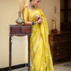 Traditional Yellow Soft Silk Saree With Twirling Blouse Piece