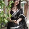 Twirling Black Cotton Silk Saree With Opulent Blouse Piece