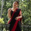 Beautiful Black Cotton Silk Saree With Designer Blouse Piece
