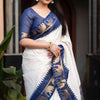 Flattering Off White Soft Silk Saree With Girlish Blouse Piece