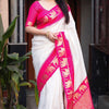Designer Off White Soft Silk Saree With Prominent Blouse Piece