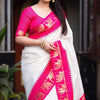 Designer Off White Soft Silk Saree With Prominent Blouse Piece