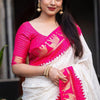 Designer Off White Soft Silk Saree With Prominent Blouse Piece