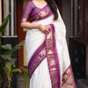 Fancifull Off White Soft Silk Saree With Ideal Blouse Piece
