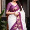 Fancifull Off White Soft Silk Saree With Ideal Blouse Piece