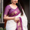 Fancifull Off White Soft Silk Saree With Ideal Blouse Piece