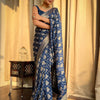 Amazing Navy Blue Soft Silk Saree With Hypnotic Blouse Piece