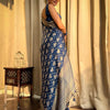 Amazing Navy Blue Soft Silk Saree With Hypnotic Blouse Piece