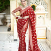 Demesne Red Soft Silk Saree With Nemesis Blouse Piece