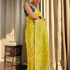 Enchanting Yellow Soft Silk Saree With Fantabulous Blouse Piece
