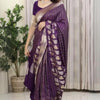 Sempiternal Purple Soft Silk Saree With Lassitude Blouse Piece