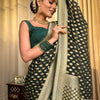 Amazing Dark Green Soft Banarasi Silk Saree With Flaunt Blouse