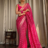 Outstanding Dark Pink Soft Banarasi Silk Saree With Desiring Blouse