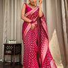 Outstanding Dark Pink Soft Banarasi Silk Saree With Desiring Blouse