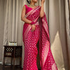 Outstanding Dark Pink Soft Banarasi Silk Saree With Desiring Blouse