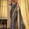Radiant Navy Blue Soft Banarasi Silk Saree With Flamboyant Blouse