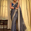 Radiant Navy Blue Soft Banarasi Silk Saree With Flamboyant Blouse