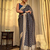 Radiant Navy Blue Soft Banarasi Silk Saree With Flamboyant Blouse