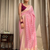 Entrancing Pink Soft Banarasi Silk Saree With Admirable Blouse