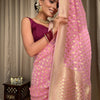Entrancing Pink Soft Banarasi Silk Saree With Admirable Blouse