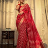 Bucolic Red Soft Banarasi Silk Saree With Dalliance Blouse