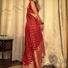 Bucolic Red Soft Banarasi Silk Saree With Dalliance Blouse