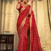 Bucolic Red Soft Banarasi Silk Saree With Dalliance Blouse