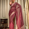 Vestigial Wine Soft Banarasi Silk Saree With Embrocation Blouse