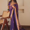 Outstanding Purple Cotton Silk Saree With Flattering Blouse Piece